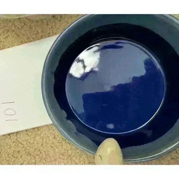 Tumbleweed Pottery-Light/Dark Blue & Tan Egg-5.5” Pottery Bowl trinket dish - Picture 10 of 13